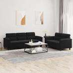 vidaXL 2-delige Loungeset met kussens microvezelstof zwart, Verzenden, Nieuw, Vierpersoons of meer, Stof