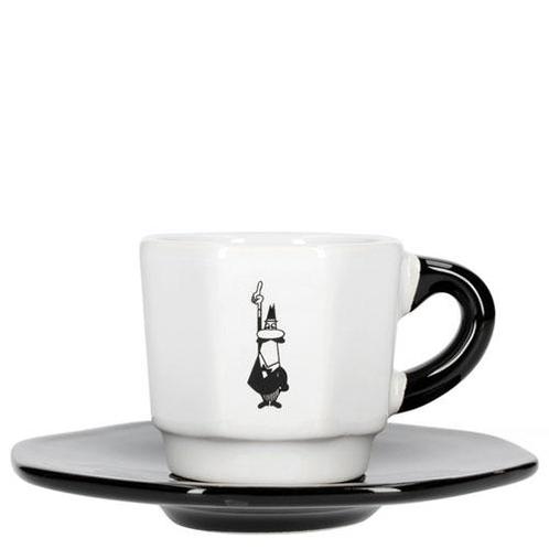 Bialetti Espresso Kop en Schotel Wit/Zwart set 4 stuks, Witgoed en Apparatuur, Koffiemachine-accessoires, Nieuw, Ophalen of Verzenden