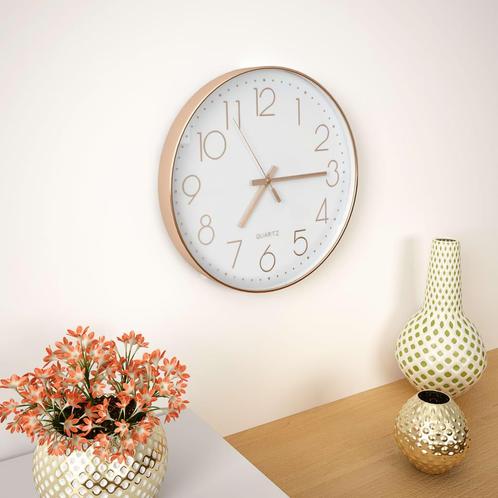 vidaXL Wandklok 30 cm roségoud, Huis en Inrichting, Woonaccessoires | Klokken, Nieuw, Verzenden