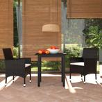 vidaXL 3-delige Tuinset met kussens poly rattan zwart, Tuin en Terras, Tuinsets en Loungesets, 2 zitplaatsen, Nieuw, Tuinset, Verzenden