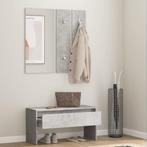 Halmeubelset bewerkt hout betongrijs (Interieur)
