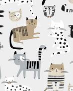 Panama Linnenlook Katten Grijs, Hobby en Vrije tijd, Stoffen en Lappen, Nieuw, Grijs