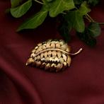 18 Krt. Tricolor gouden broche; Blad (witgoud, ruw goud), Sieraden, Tassen en Uiterlijk, Broches, Ophalen of Verzenden, Gebruikt