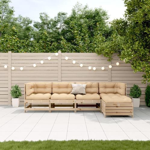 vidaXL 5-delige Loungeset met kussens massief grenenhout, Tuin en Terras, Tuinsets en Loungesets, Loungeset, Nieuw, Verzenden