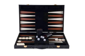 Backgammon koffer zwart / bruin / ivoor - 45 x 28 cm beschikbaar voor biedingen