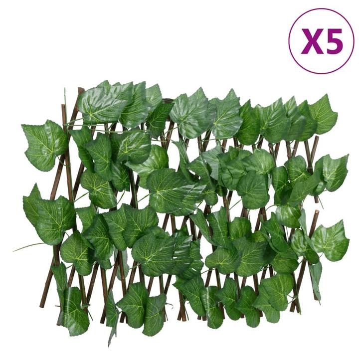 vidaXL Kunstplant druivenblad latwerk 5 st uittrekbaar, Tuin en Terras, Schuttingen, Nieuw, Kunststof, Minder dan 1 meter, Verzenden