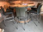 Set van 4 leren barstoelen - groen leer, Huis en Inrichting, Stoelen, Overige kleuren, Nieuw, Leer, Ophalen of Verzenden
