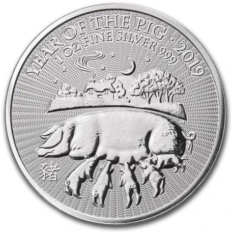 Lunar - Year of the Pig (UK) - 1 oz 2019, Postzegels en Munten, Munten | Oceanië, Losse munt, Zilver, Verzenden