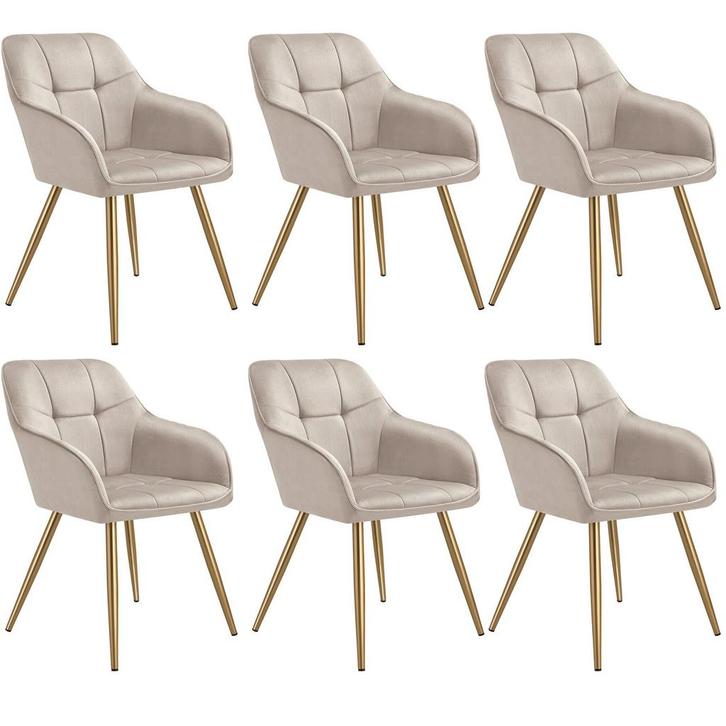Eetkamerstoel Marilyn, fluweellook, gecapitonneerd - taupe/g, Huis en Inrichting, Stoelen, Verzenden