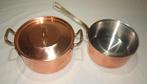 Twee grote degelijke Franse koperen pannen - Pan - Koper,, Antiek en Kunst