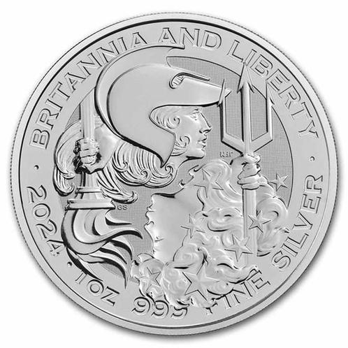 Britannia and Liberty 1 oz 2024, Postzegels en Munten, Munten | Amerika, Losse munt, Zilver, Verzenden