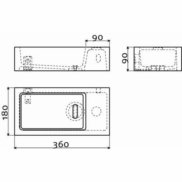 Fontein Clou Flush 3 36x18x9cm Mineraal Marmer Glans Wit, Doe-het-zelf en Verbouw, Sanitair, Ophalen of Verzenden