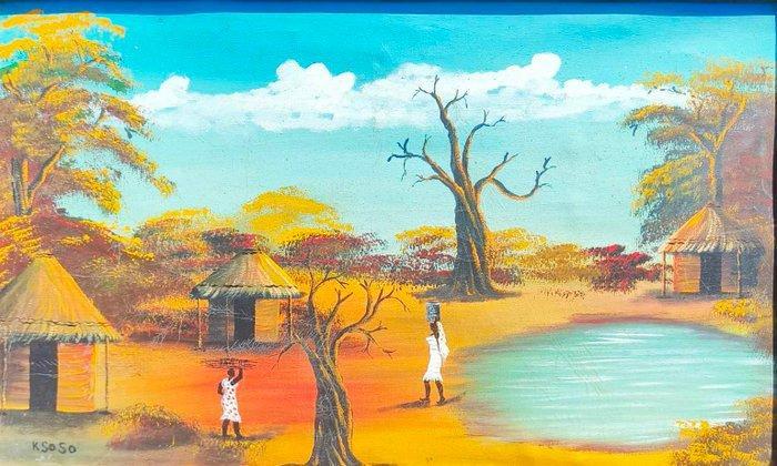K.SOSO (XX) - Maisha ya kijiji juu ya maji, Antiek en Kunst, Kunst | Niet-Westerse kunst