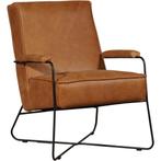 Leren fauteuil Hope - Vintage Cognac (cognac), Nieuw, Ophalen of Verzenden, Eigentijds, Industrieel, Modern, Scandinavisch, 50 tot 75 cm