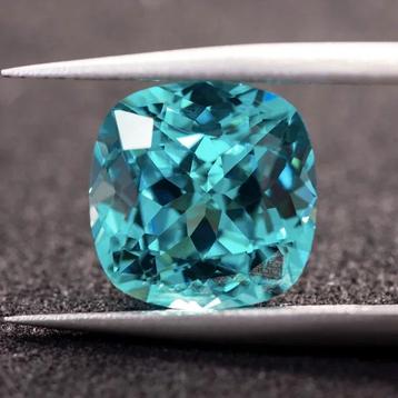 Paraiba - Square Cushion Cut -Lab-Grown - with certificate beschikbaar voor biedingen