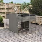 vidaXL 5-delige Tuinbarset met kussens poly rattan grijs, Verzenden, Nieuw, Rotan, 5 zitplaatsen
