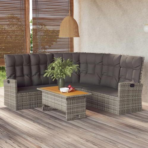 vidaXL 2-delige Loungeset met kussens poly rattan grijs, Tuin en Terras, Tuinsets en Loungesets, Loungeset, Nieuw, 2 zitplaatsen