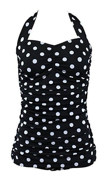 Aloha Beachwear, Vintage Pinup Badpak Black Polkadot., Kleding | Dames, Badmode en Zwemkleding, Nieuw, Verzenden
