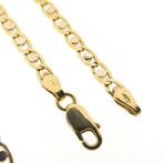 Bicolor gouden fantasie schakel ketting | 51 cm (witgoud), Sieraden, Tassen en Uiterlijk, Kettingen, Ophalen of Verzenden, Gebruikt