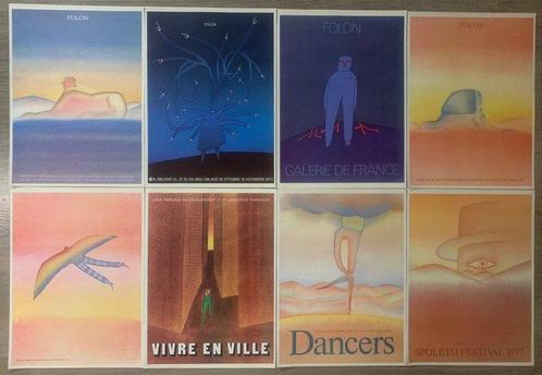 Jean Michel Folon - 8 X posters 1977, Antiek en Kunst, Kunst | Tekeningen en Foto's