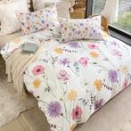 Eenpersoons Dekbedovertrek 140 x 200 - Bloemen - Geel, Huis en Inrichting, Verzenden, Nieuw