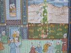 peinture sur soie - scène de palais Moghol, Antiek en Kunst, Kunst | Niet-Westerse kunst