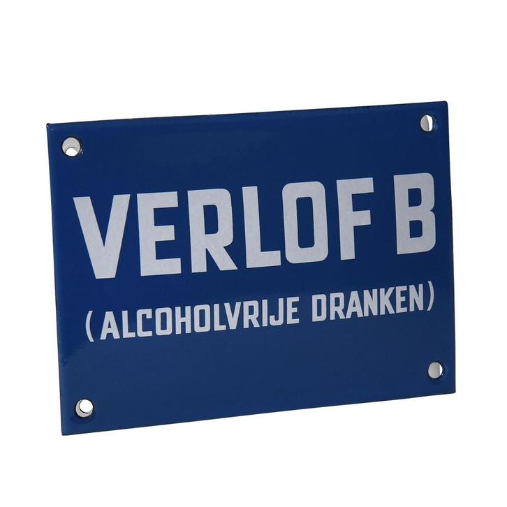 Emaille reclamebord: Verlof B, Zakelijke goederen, Horeca | Overige, Verzenden