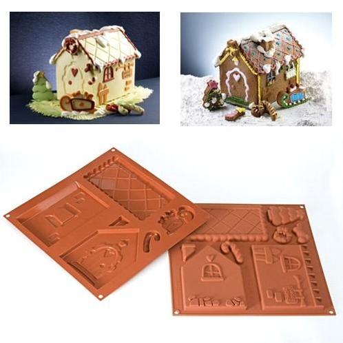 Silikomart Chocolade Vormset Koekhuisje 180x115 h160mm set/2, Hobby en Vrije tijd, Taarten en Cupcakes maken, Nieuw, Verzenden