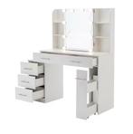 Witte Kaptafel met Lades, Schuifspiegel en Praktische Kruk, Verzenden, Nieuw