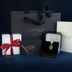Gouden vintage hart hanger met smaragd en diamant 14 krt, Ophalen of Verzenden, Nieuw