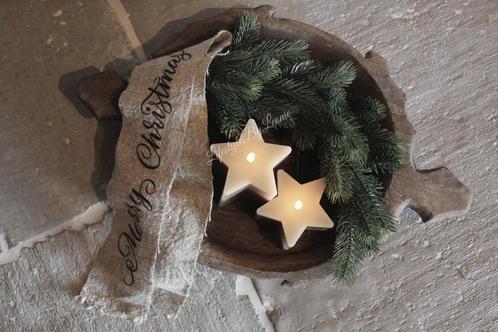 LED kaars Ster beige 9 x 9 cm, Huis en Inrichting, Woonaccessoires | Kandelaars en Kaarsen, Nieuw, Ophalen of Verzenden