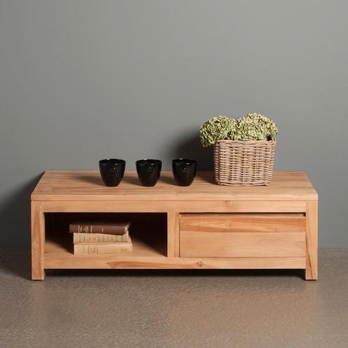 *WOONWINKEL* Tower Living Corona Laag Tv-meubel Teak - 1 Lad, Huis en Inrichting, Kasten | Televisiemeubels, Nieuw, Verzenden