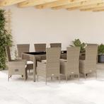 vidaXL 9-delige Tuinset met kussens poly rattan beige, Tuin en Terras, Nieuw, 8 zitplaatsen, Tuinset, Verzenden