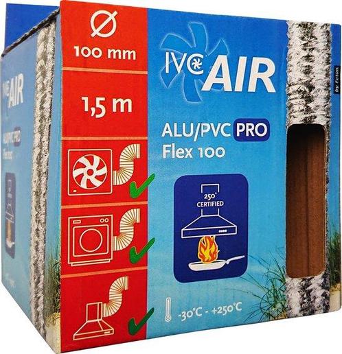 IVC Air - Ventilatie Flexbuis Alu-Ø100mm-L150 cm, Doe-het-zelf en Verbouw, Ventilatie en Afzuiging, Nieuw, Ophalen of Verzenden