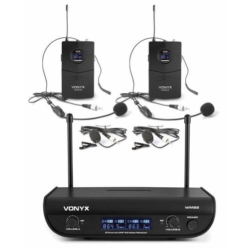 Retourdeal - Vonyx WM82 draadloze microfoonset met twee UHF, Muziek en Instrumenten, Microfoons, Zo goed als nieuw, Verzenden