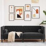 vidaXL Chesterfieldbank met kussen Zwart 194 x 74.5 x 70.5, Verzenden, Nieuw, Stof, Minder dan 150 cm