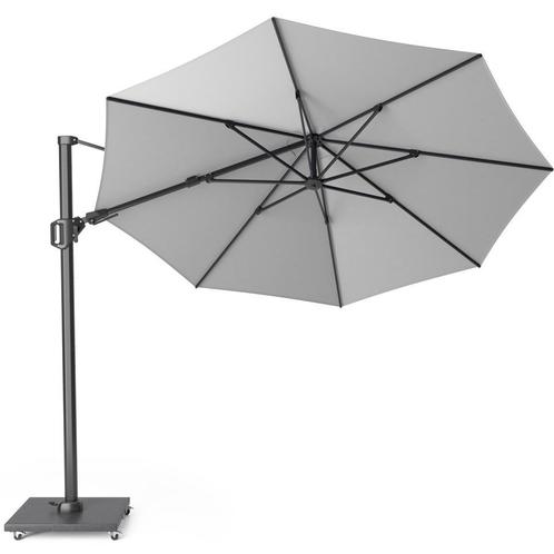 Challenger T2 zweefparasol 350 cm rond lichtgrijs, Tuin en Terras, Parasols, Nieuw, Ophalen of Verzenden