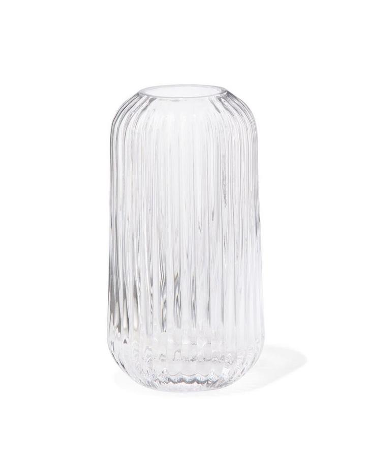 HEMA Vaas voor geurstokjes 5.5x11cm glas ribbel transparant, Huis en Inrichting, Woonaccessoires | Overige, Nieuw, Verzenden