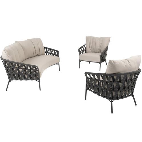 Albareto stoel bank organische loungeset 3 delig antraciet, Tuin en Terras, Tuinsets en Loungesets, Nieuw, Ophalen of Verzenden