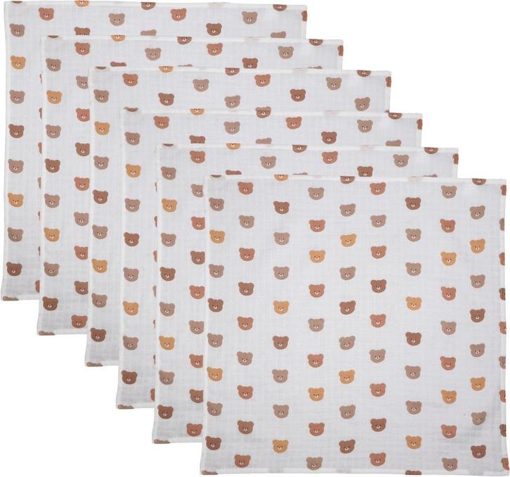 MamaLoes Beertjes 70 x 70 cm 6 Stuks Hydrofiel Multidoek, Kinderen en Baby's, Badjes en Verzorging, Nieuw, Verzenden