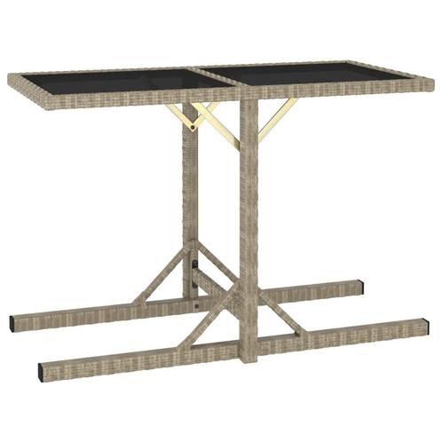 vidaXL Tuintafel 110x53x72 cm glas en poly rattan beige, Tuin en Terras, Tuintafels, Nieuw, Verzenden