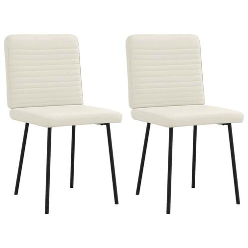 vidaXL Eetkamerstoelen 2 st fluweel crèmekleurig, Huis en Inrichting, Stoelen, Nieuw, Verzenden