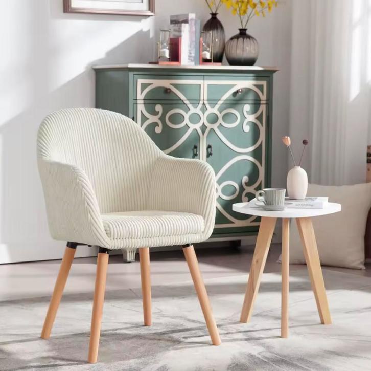 Nieuw: Corduroy Modern Design Eetkamerstoel – Houten Poten, Huis en Inrichting, Stoelen, Eén, Overige kleuren, Nieuw, Hout, Metaal