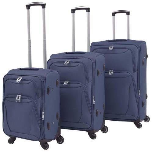 vidaXL Trolleyset marineblauw 3-delig, Sieraden, Tassen en Uiterlijk, Koffers, Nieuw, Verzenden