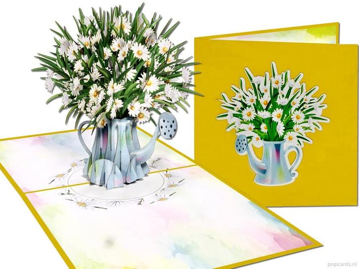 Mooie bos margrieten in gieter pop-up kaart, Diversen, Wenskaarten, Verzenden