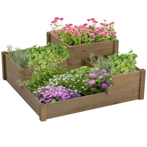 TRUUSK Verhoogd Groentebed Met 3 Treden, Plantenbak Voor Kru, Tuin en Terras, Bloembakken en Plantenbakken, Nieuw, Verzenden