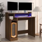 vidaXL Bureau met LED-verlichting 97x45x90 cm hout bruin, Verzenden, Nieuw