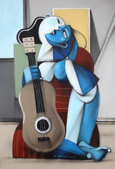 Jone Hopper - La grande guitariste (XL), Antiek en Kunst, Kunst | Schilderijen | Modern