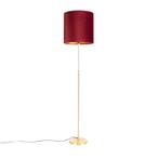 Vloerlamp goud/messing met velours kap rood 40/40 cm - Parte, Nieuw, Overige materialen, Klassiek / Antiek, 150 tot 200 cm
