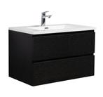 Badkamermeubel Set Angela 80cm Zwart Houtnerf  Badmeubel, Huis en Inrichting, Badkamer | Badkamermeubels, Verzenden, Nieuw, Wastafelkast